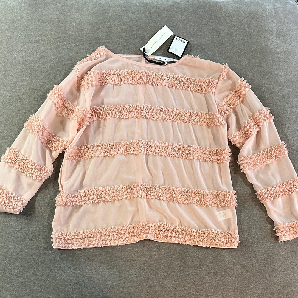 English Factory Pink Textured Stripe Blouse